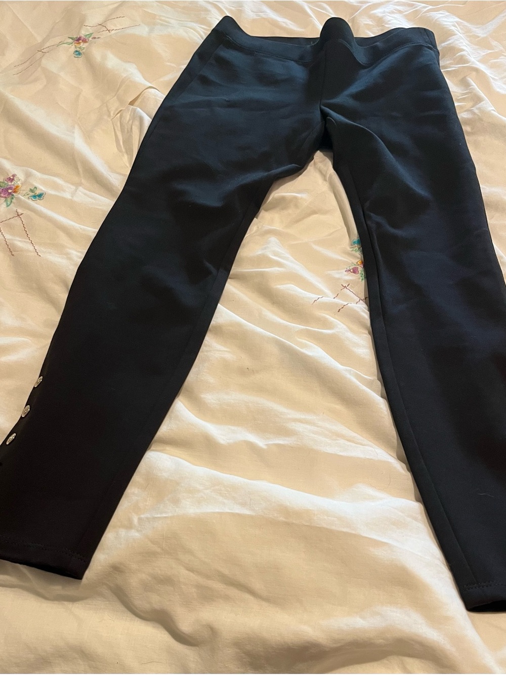 White House Black Market Black Leggings with Snap Hem Detail